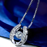 ネックレス レディース 馬蹄 揺れるダイヤ エレガント シルバー925 プラチナ仕上げ クリスマスプレゼント 人気 ギフト