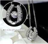 ネックレス レディース 馬蹄 揺れるダイヤ エレガント シルバー925 プラチナ仕上げ クリスマスプレゼント 人気 ギフト