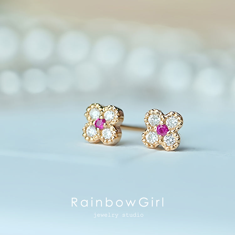 rainbow ピアス つけっぱなし レインボーボール セカンドピアス 純チタン 太軸
