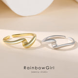 指輪 レディース 2連リング 2点セット ウェーブ 2way おしゃれ 上品 カジュアル シンプル ミックス バイカラー 重ね付け 女性 誕生日プレゼント