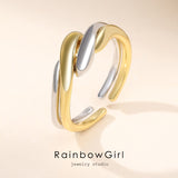 指輪 レディース 2連リング 2点セット ウェーブ 2way おしゃれ 上品 カジュアル シンプル ミックス バイカラー 重ね付け 女性 誕生日プレゼント