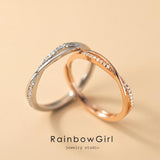 指輪 リング レディース X型 ウェーブ CZダイヤ オシャレ 上品 シンプル シルバー ゴールド フリーサイズ 金属アレルギー対応 女性 誕生日プレゼント