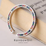 指輪 リング レディース カラフル 彩石 幸運 虹色 ハーフエタニティ フリーサイズ リング 誕生日プレゼント 記念日 テレワーク 金属アレルギー対応