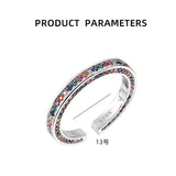 指輪 リング レディース カラフル 彩石 幸運 虹色 ハーフエタニティ フリーサイズ リング 誕生日プレゼント 記念日 テレワーク 金属アレルギー対応