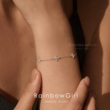 ブレスレット レディース お花 四つ葉のクローバー 細い 上品 シンプル ジルコニア シルバー ゴールド 女性 人気 誕生日プレゼント 母の日 ギフト