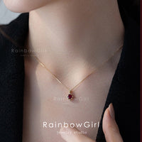 ネックレス レディース ガーネット レッド石 お花 贅沢15粒 重ね付け k14コーティング 誕生日 母の日 女性 人気