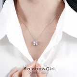 ネックレス レディース フラワー お花 四つ葉のクローバー 幸運 回転 ピンク石 上品 人気 女性 誕生日プレゼント 母の日 お祝いギフト