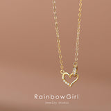 ネックレス レディース ハート 可愛い リング CZダイヤ 三角 プラチナ仕上げ ゴールド 女性 誕生日プレゼント 人気