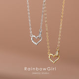 ネックレス レディース ハート 可愛い リング CZダイヤ 三角 プラチナ仕上げ ゴールド 女性 誕生日プレゼント 人気