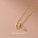 ネックレス レディース ハート 可愛い リング CZダイヤ 三角 プラチナ仕上げ ゴールド 女性 誕生日プレゼント 人気