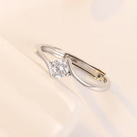 指輪 レディース 一粒ダイヤ 0.25カラット 婚約指輪 Sライン 重ね付け フリーサイズ シルバー925 プラチナ仕上げ 人気 結婚記念日 アクセサリー ジュエリー