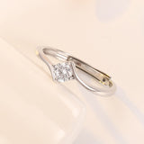 指輪 レディース 一粒ダイヤ 0.25カラット 婚約指輪 Sライン 重ね付け フリーサイズ シルバー925 プラチナ仕上げ 人気 結婚記念日 アクセサリー ジュエリー