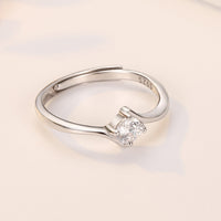 指輪 レディース 一粒ダイヤ 0.25カラット 婚約指輪 Sライン 重ね付け フリーサイズ シルバー925 プラチナ仕上げ 人気 結婚記念日 アクセサリー ジュエリー
