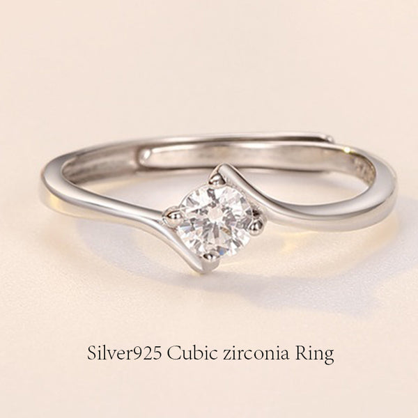 指輪 レディース 一粒ダイヤ 0.25カラット 婚約指輪 Sライン 重ね付け フリーサイズ シルバー925 プラチナ仕上げ 人気 結婚記念日 アクセサリー ジュエリー