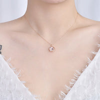 ネックレス レディース 月 星 Star Necklace 貝殻円形プレート 2WAY 両面 シルバー925 プラチナ仕上げ 彼女 妻 娘 人気 誕生日プレゼント 記念日