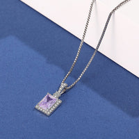ネックレス レーディス 長方形 スクエアカット CZ 上品 大人 シルバー925 プラチナ仕上げ 人気 彼女 嫁 妻 誕生日プレゼント 記念日 ジュエリー