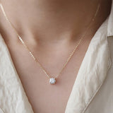 ネックレス レディース 一粒 CZダイヤ 0.8ct 定番 シンプル 重ね付け シルバー925 14kコーティング ゴールド 彼女 妻 嫁 母 女性 誕生日プレゼント 人気