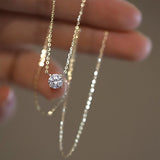 ネックレス レディース 一粒 CZダイヤ 0.8ct 定番 シンプル 重ね付け シルバー925 14kコーティング ゴールド 彼女 妻 嫁 母 女性 誕生日プレゼント 人気