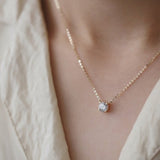 ネックレス レディース 一粒 CZダイヤ 0.8ct 定番 シンプル 重ね付け シルバー925 14kコーティング ゴールド 彼女 妻 嫁 母 女性 誕生日プレゼント 人気