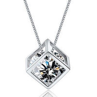 ネックレス レディース 大粒0.8ct 一粒 リング 立方体 キューブ ハート 選べる シルバー925 プラチナ仕上げ 女性 彼女 妻 嫁 娘 誕生日 ホワイトデーのお返し